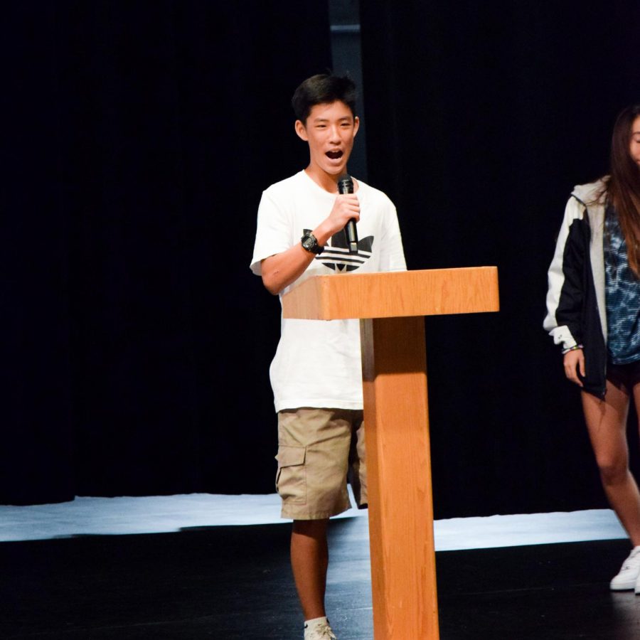 YOUR NEW ASB MEMBERS: Election winner freshman Jonathan Kang gives his campaign speeches on why fellow students should vote for him.