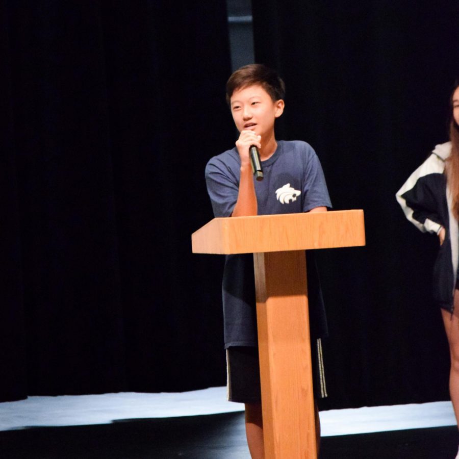 YOUR NEW ASB MEMBERS: Election winner freshman Sean Lee gives his campaign speech on why fellow students should vote for him.