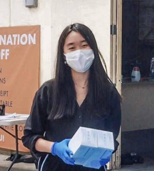 INNOQUIP EQUIPS: Technology Director junior Jenny Zhang drops off masks, which will be sent to healthcare workers around the globe.