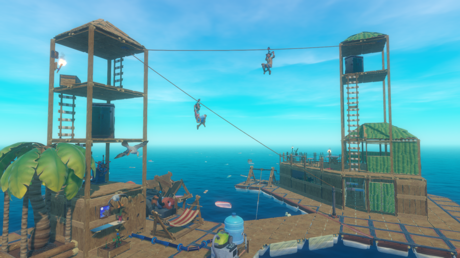 A WHOLE NEW WORLD: Raft encourages players to mess around with their friends as they develop their raft on an open sea.