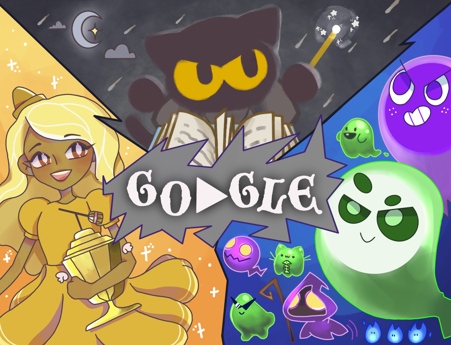 The Adorable Cat From the Halloween Google Doodle Game Has