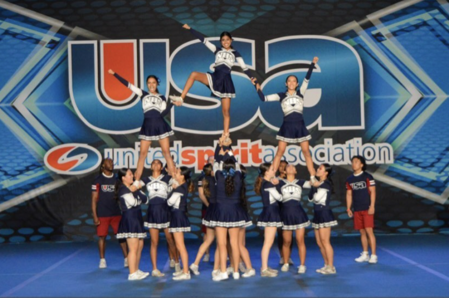 LETS+GO+TWOLVES%3A+Pep+Squad+performs+their+routine+during+the+USA+Spirit+Nationals+at+the+Anaheim+Convention+Center%2C+full+of+various+stunts+and+lively+choreography.