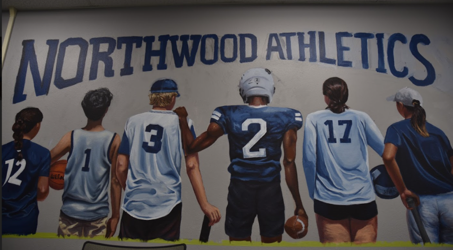 NORTHWOOD’S TRUE COLORS: Northwood’s school spirit shines through in the athletic director’s office. 
