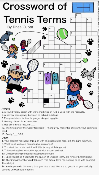 Crossword of Tennis Terms