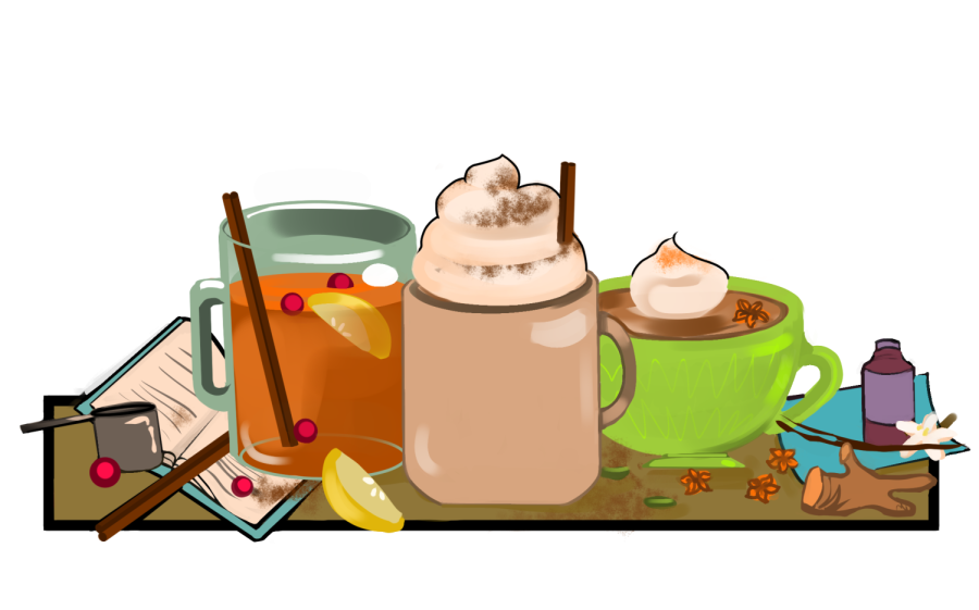 BEVERAGES TO BEST YOUR AVERAGES: While sipping on these cozy drinks, remain cautious of your time management and then be sure to enjoy your well deserved winter break. (Sophia Ho)