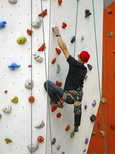 A COLORFUL CHALLENGE: The bright Aesthetic Climbing Gym may appear calm, but don’t be fooled until you face the challenge of climbing their walls. 