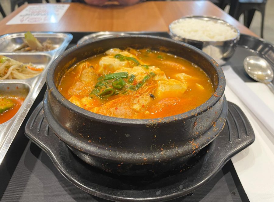 SOONTOFU JJIGAE: The meal comes with a raw egg in the side for the customers to put into the jjigae. The jjigae is so hot that the raw egg becomes well-cooked within minutes. 