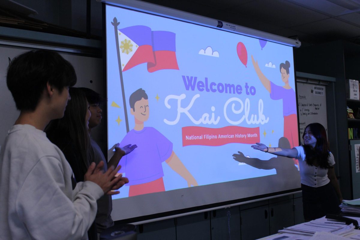 FILIPINO FESTIVITIES: In a club meeting, Kai Club board members used a Kahoot with trivia questions to educate students about Filipino American culture and the importance of Filipino American History Month.
