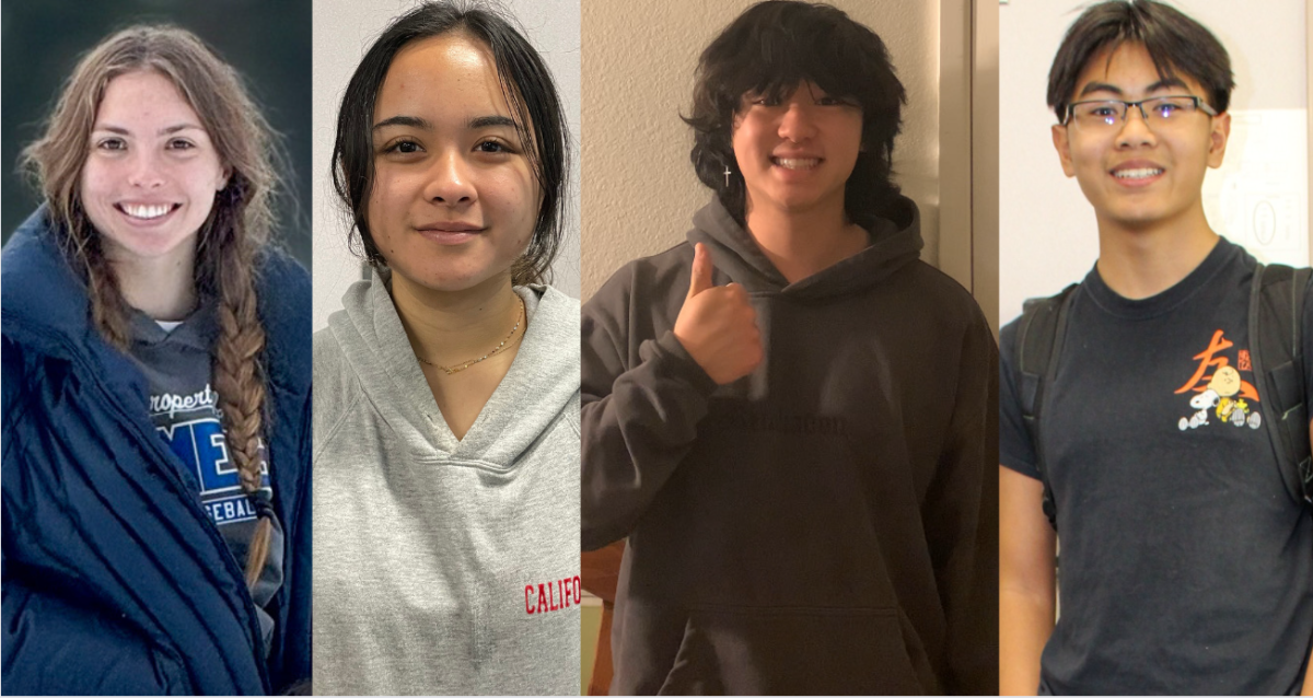 CLEARING THE PATH TO GRADUATION: Samantha Otten (left), Abigail Wu, Corey Okamoto and Chris Vien (right) discuss their stories and experiences that influenced their decision to graduate early.