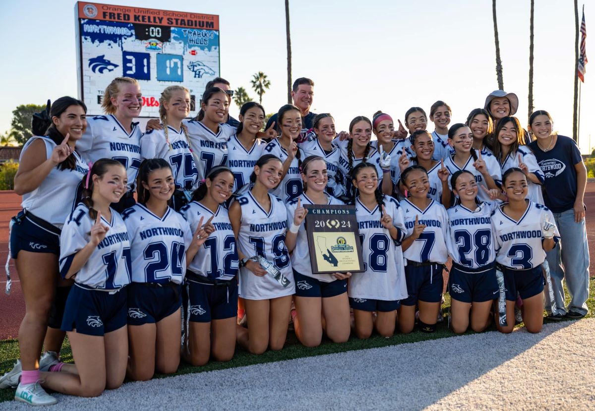 HISTORY IN THE MAKING: Northwood Girls Flag Football team celebrates after winning the first ever CIF Division II title.