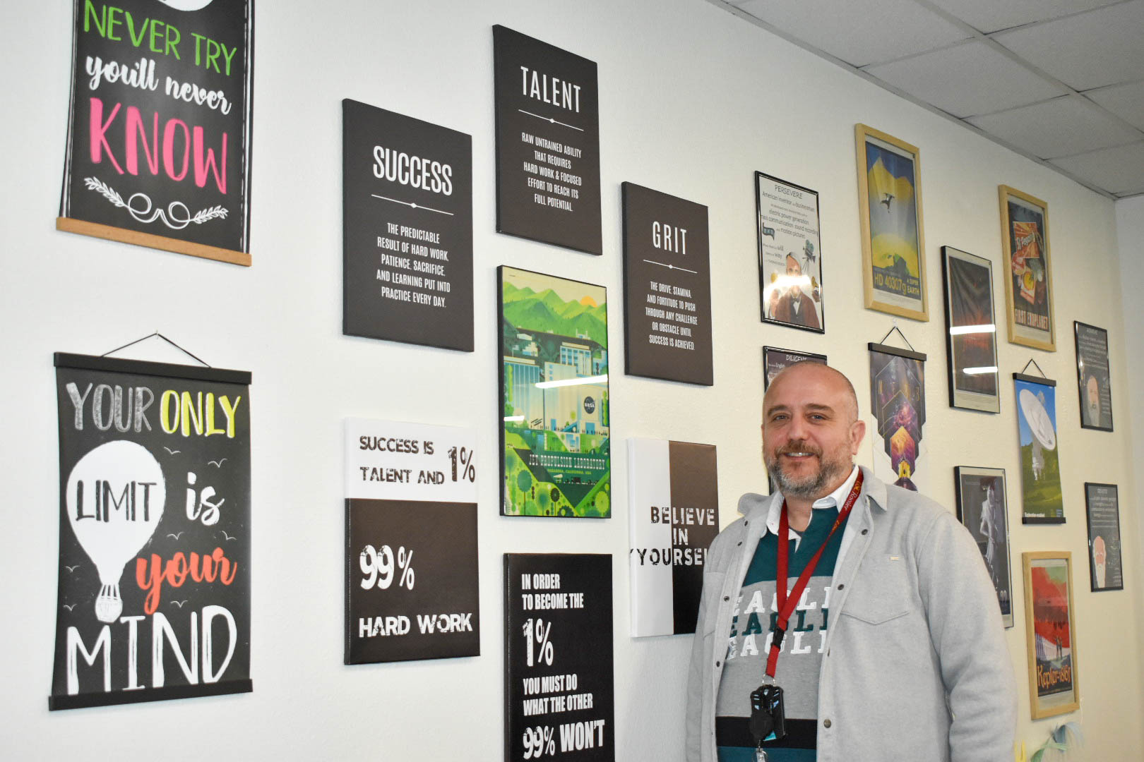 BOWMAN’S ABODE: Students enter a world of astronomy and positivity in science teacher Daryl Bowman’s classroom.