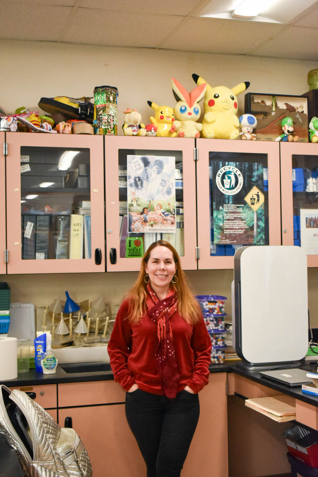 KEEPING IT ECO-FRIENDLY: From Pokemon to figurines, Angie Olivares communicates her passion for environmental science through her eco-friendly decorations.