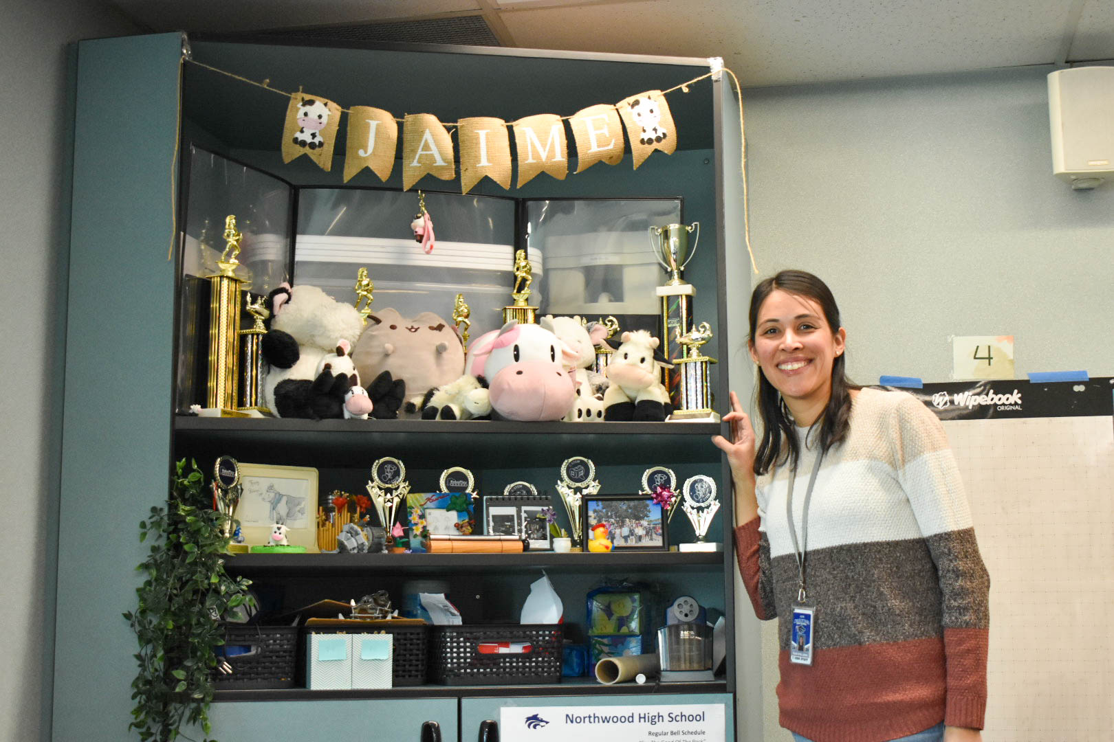 COWS ALL AROUND: Ibeth Ortiz Jaime connects her childhood to her decorations, transforming her classroom from an ordinary space to a cow-filled abode.