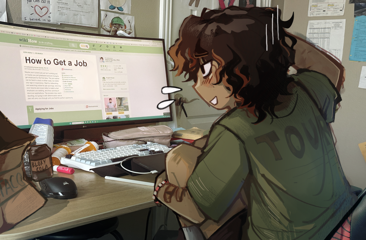 WORKING HARD OR HARDLY WORKING: An artist hard at work on crucial Howler assignments.