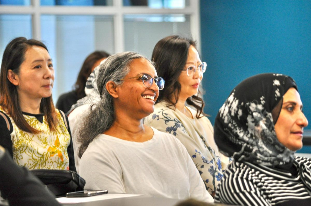 SMILING IS CARING: Northwood parents listen to psychologist Sheila Modir's presentation about their students' mental health in collaboration with Rady Children’s Health.