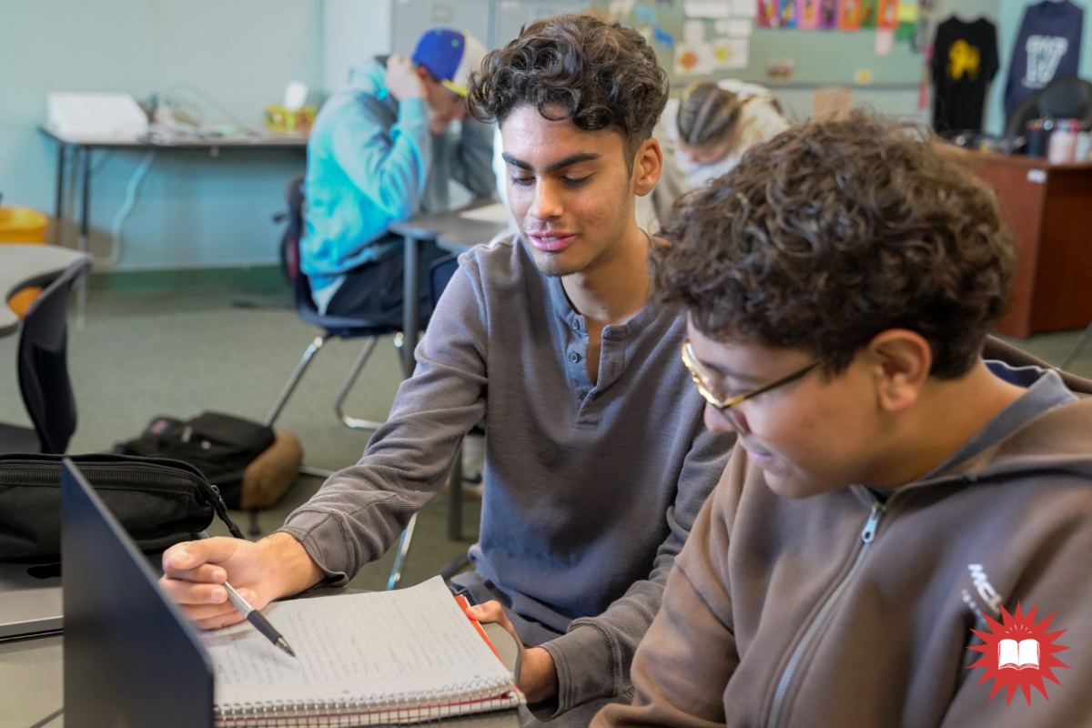HOMEWORK HELP: CSF member junior Sadik Premjee tutors junior Yasseen Bahei-Eldin in American history. 