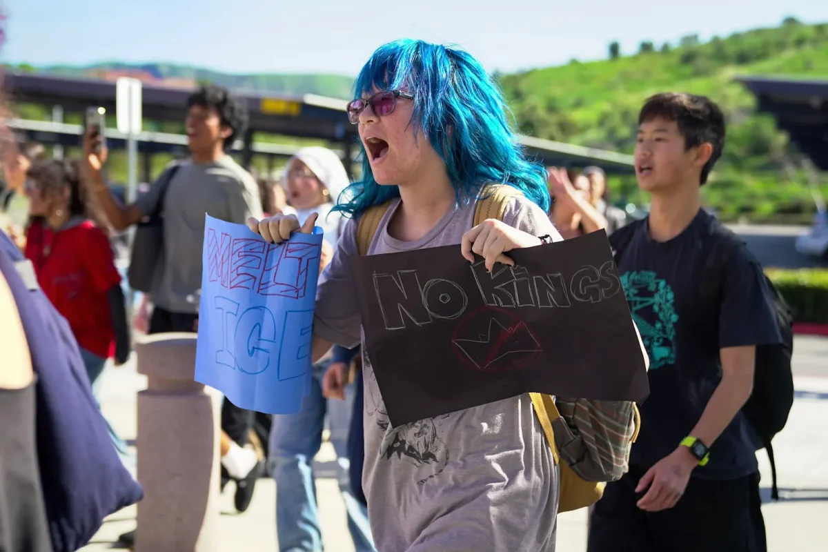 WALK OUT, SPEAK UP: Northwood students participate in a walkout to protest Immigration and Customs Enforcement, carrying handmade signs and chanting “ICE out.”