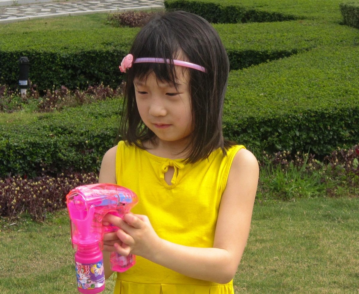 BUBBLE-BLASTING THROUGH TIME: Legend has it she still hasn’t figured out how to get the device to work.